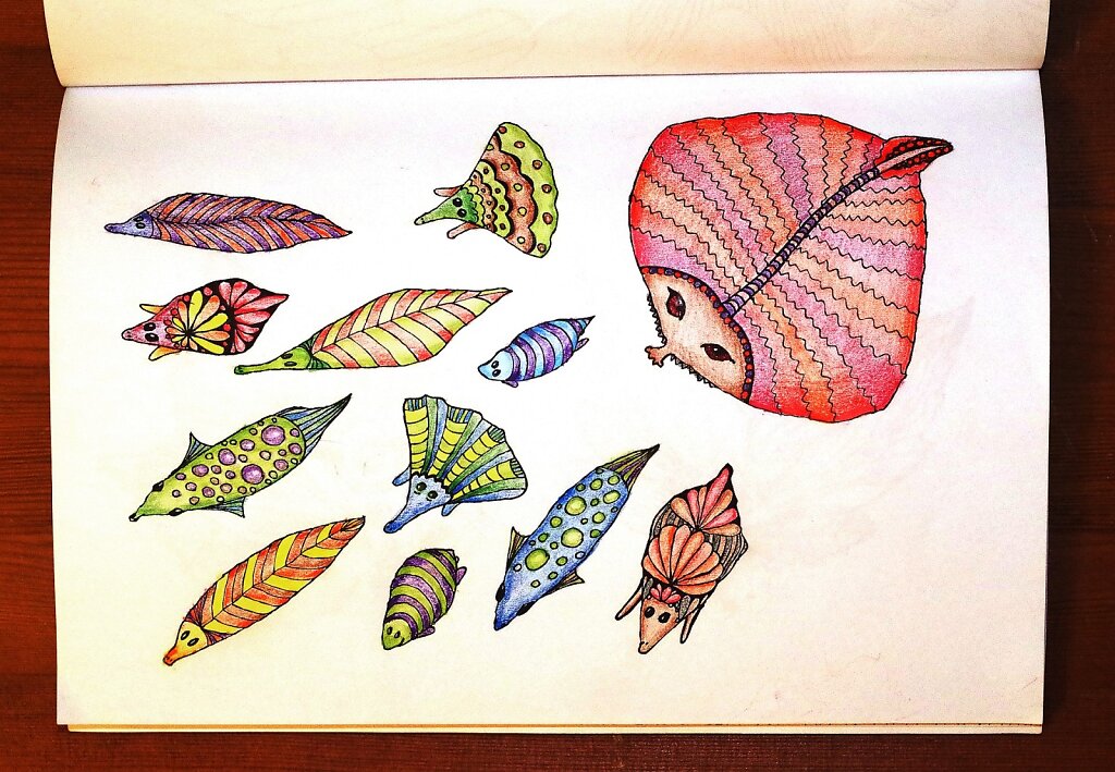 Coloured page from The Amazing World of Leaves