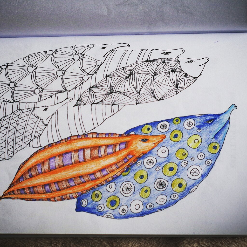 Coloured page from The Amazing World of Leaves