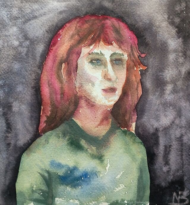 Magda - watercolour sketch in a cafe